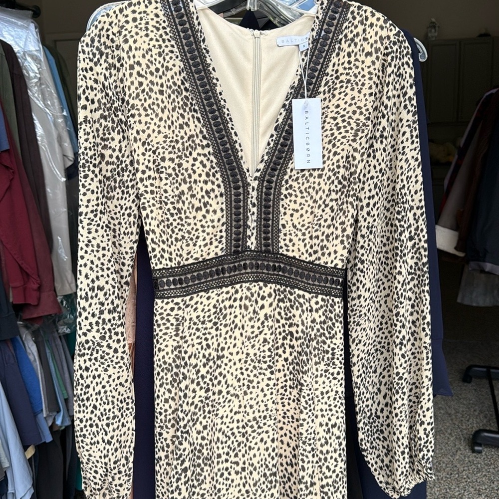 Baltic Born Beige and Black Long Sleeve Dress